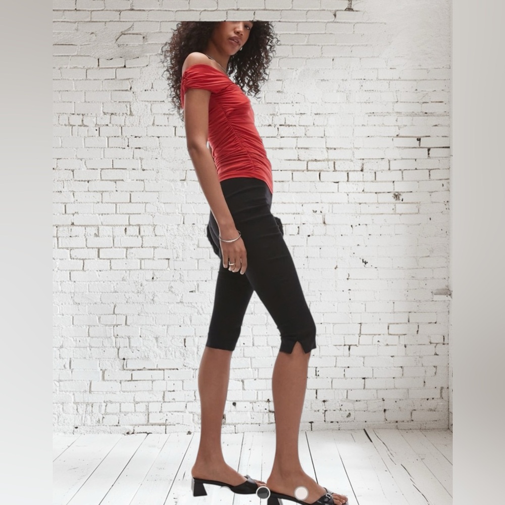 Topshop Bardot Wrap Top Red 8–10 NWT Off Shoulder Wrap Date Night Style - Picture 5 of 10